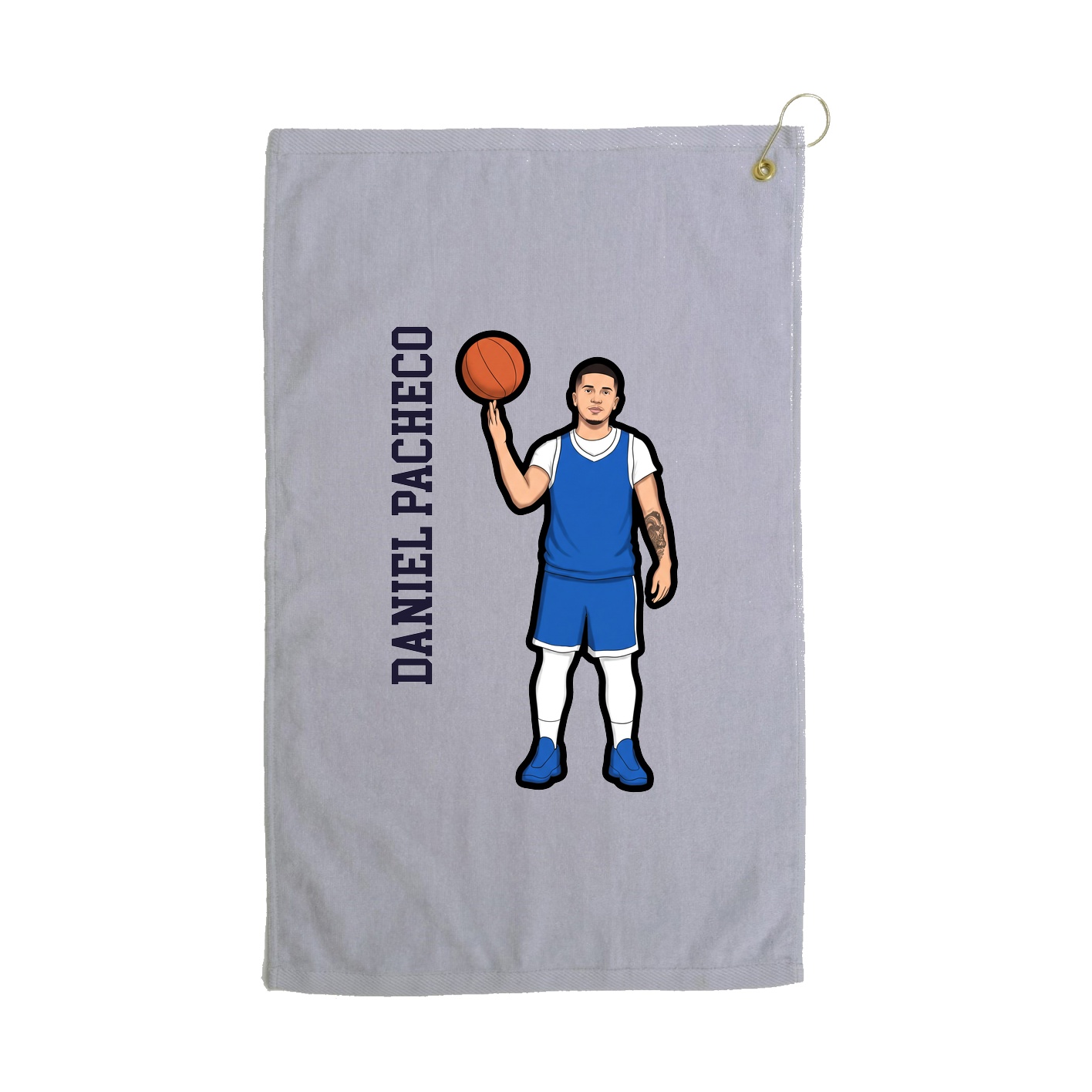 Golf Towel — Name Vertical in Grey