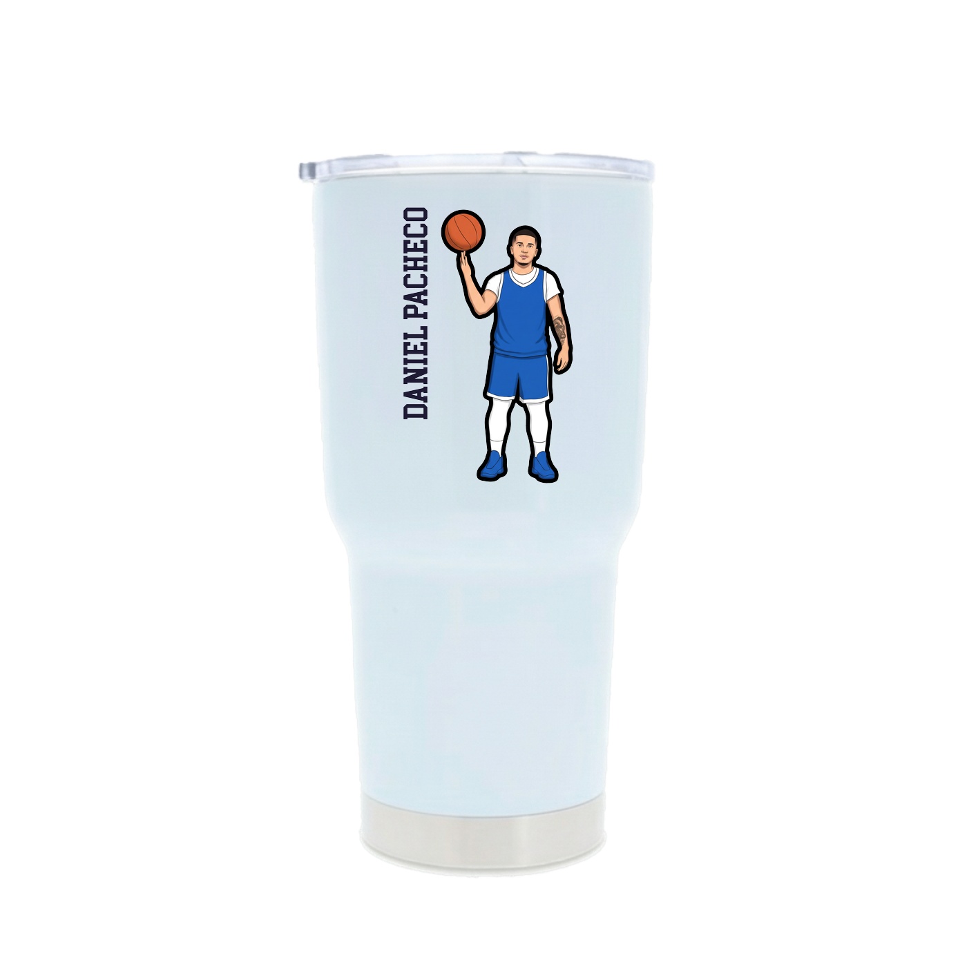 30oz Stainless Steel Tumbler — Name Vertical in White