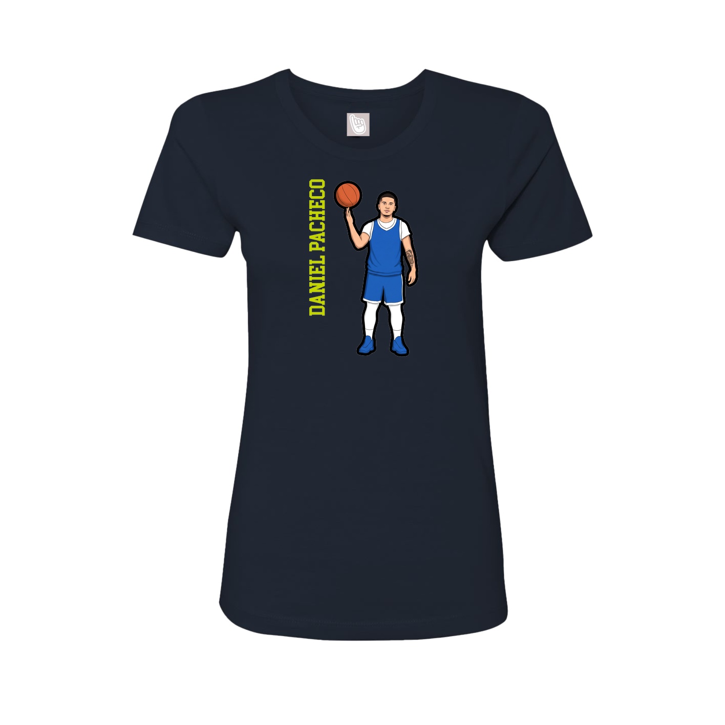 Fitted Women's Tee — Name Vertical in Navy