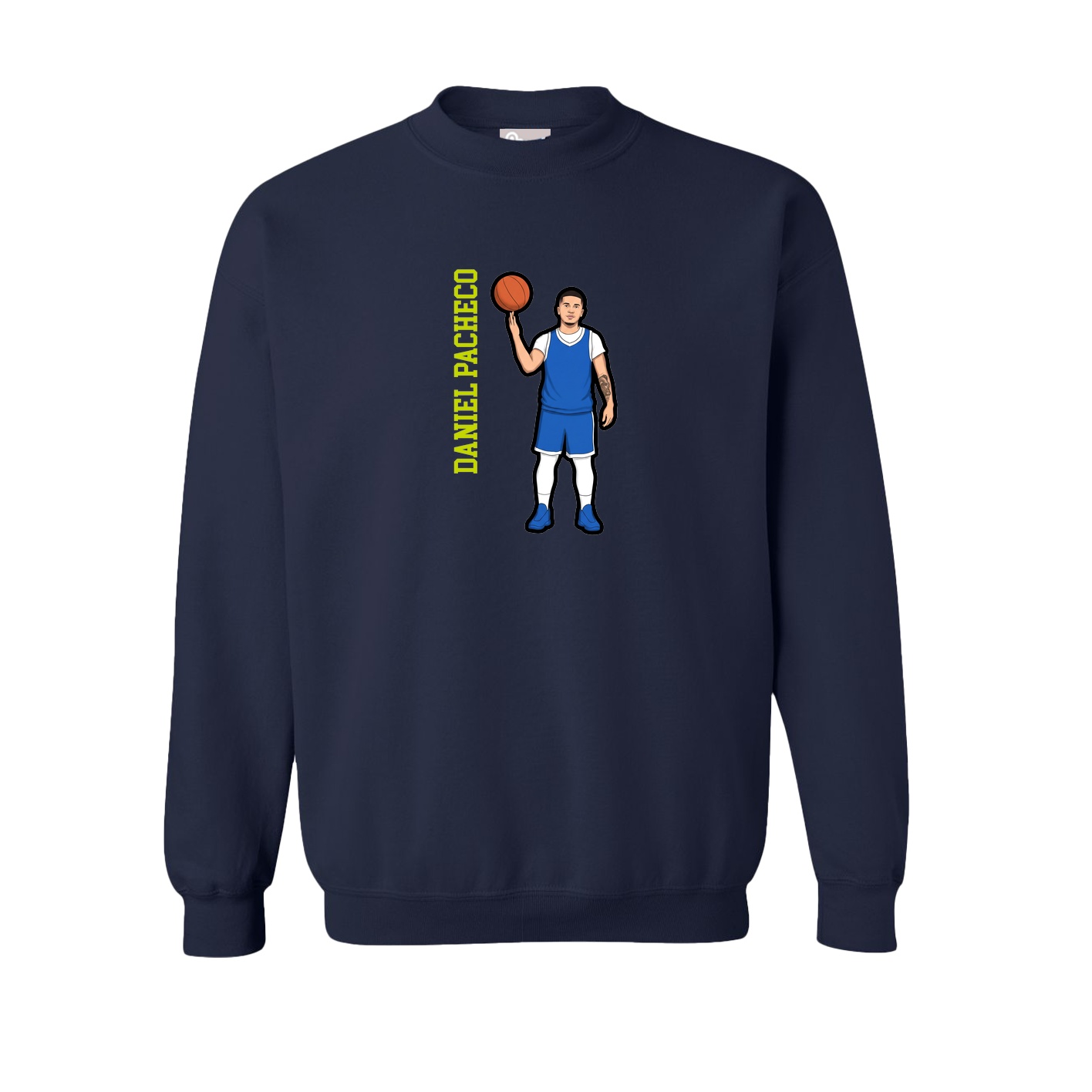 Fleece Crew — Name Vertical in Navy
