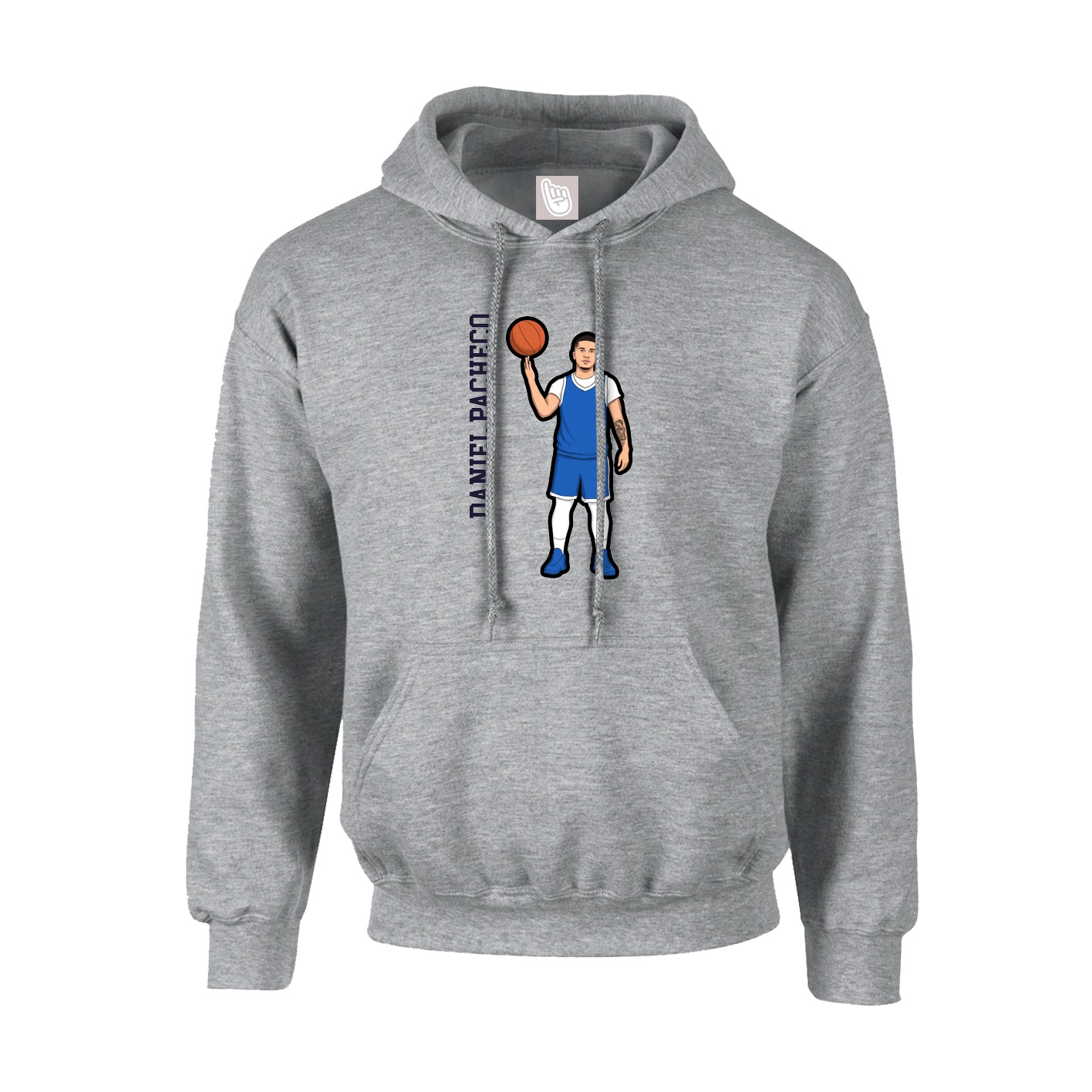 Youth Hoodie — Name Vertical in Grey