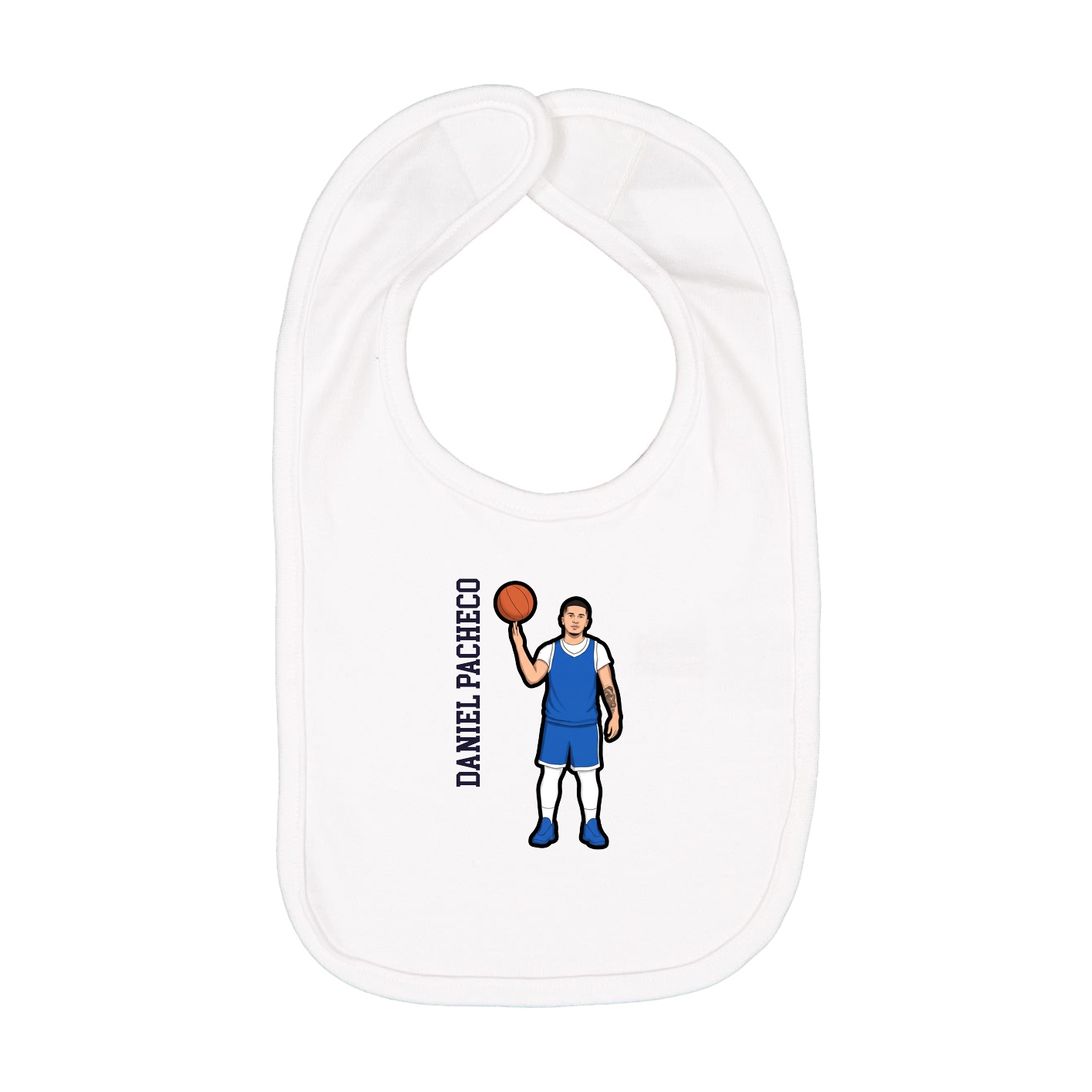Infant Bib — Name Vertical in White
