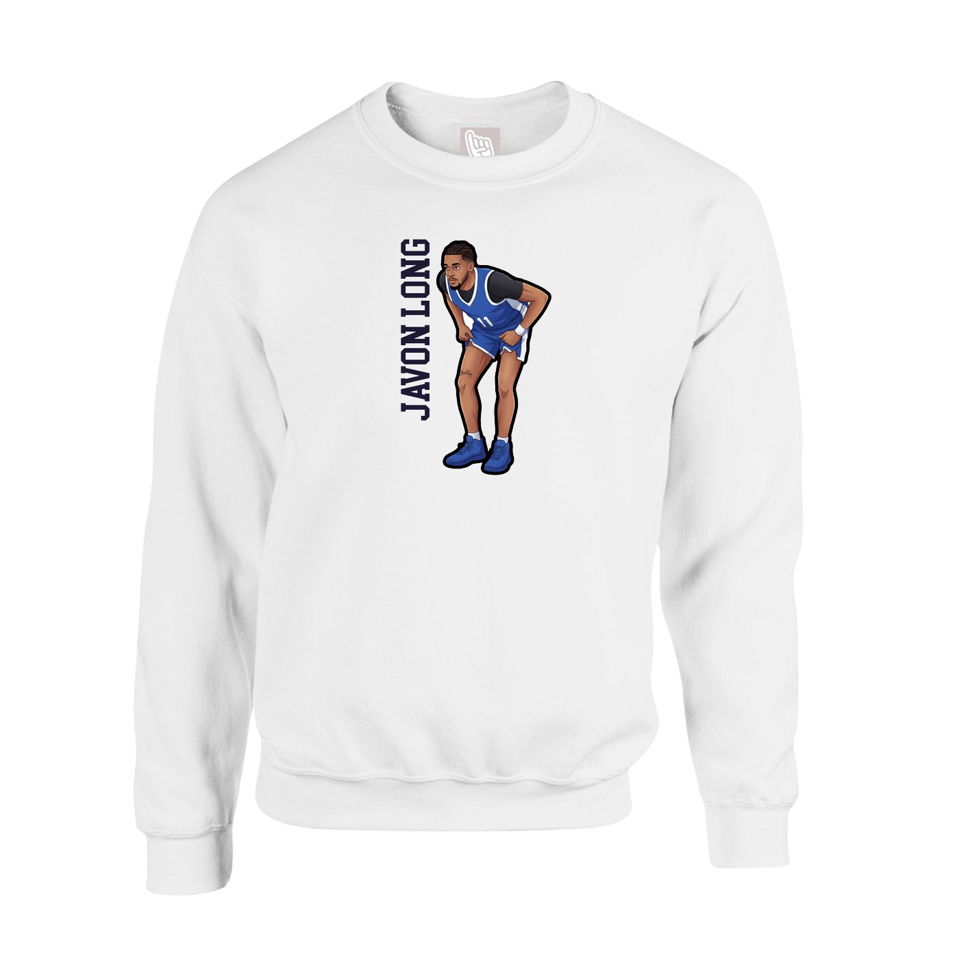 Fleece Crew — Name Vertical in White