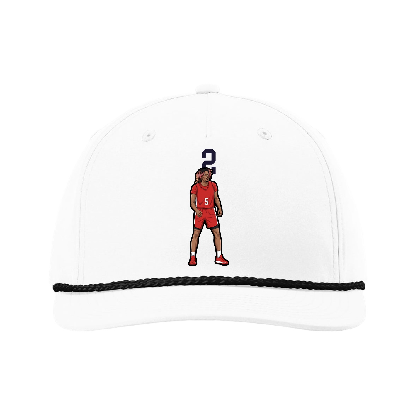 Five-Panel Classic Rope Cap — Number Top in White