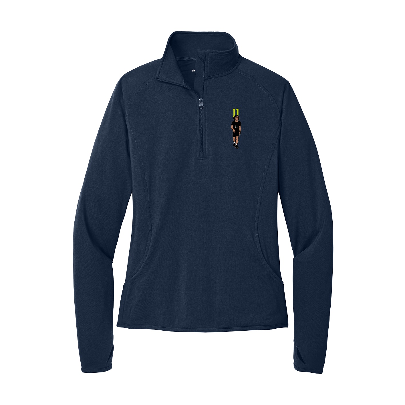 Women's Q-Zip Pullover — Number Top in Navy