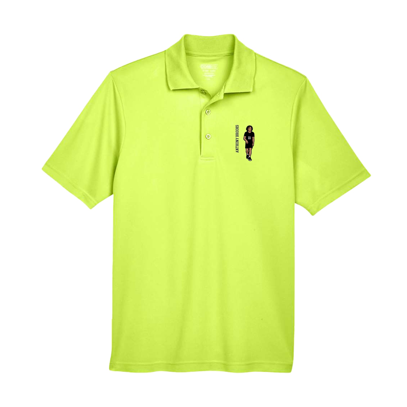 Performance Polo — Name Vertical in Yellow