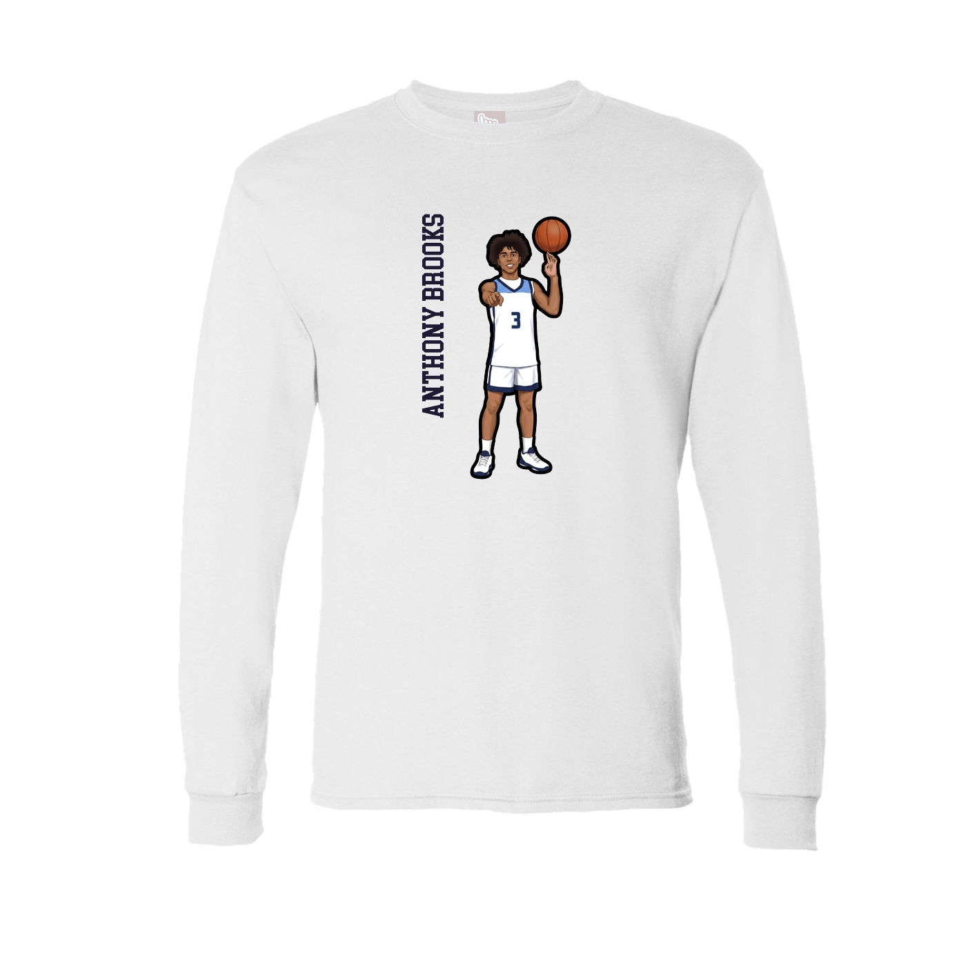 Long Sleeve Tee — Name Vertical in White