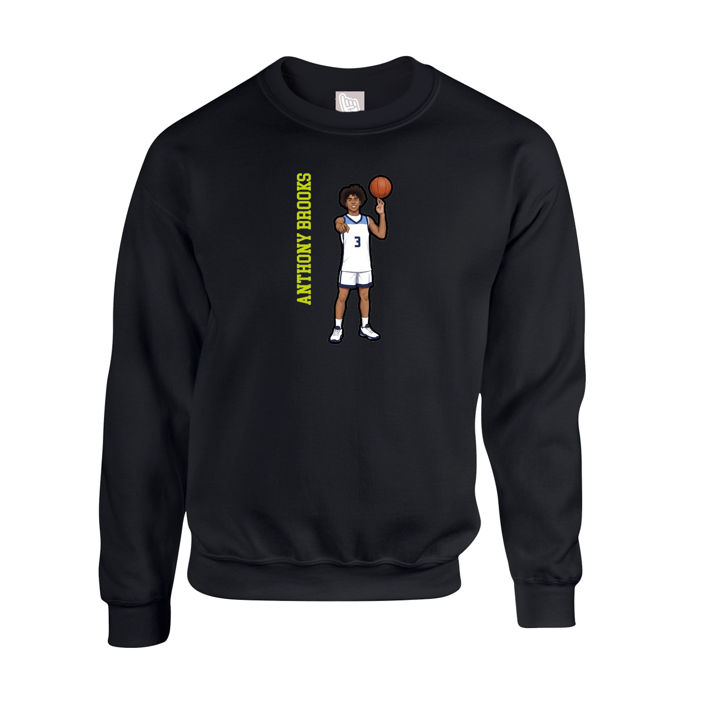 Fleece Crew — Name Vertical in Black