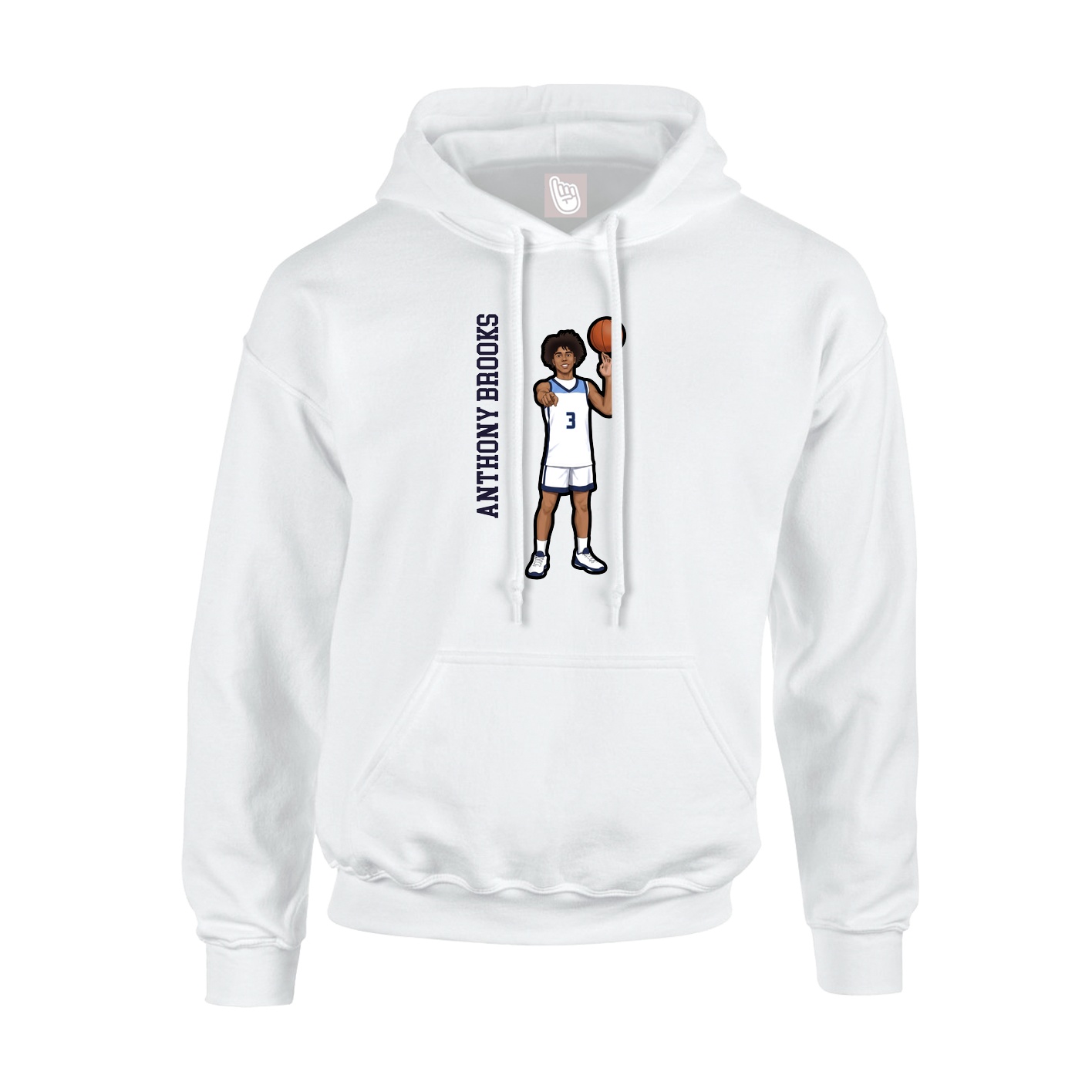 Youth Hoodie — Name Vertical in White