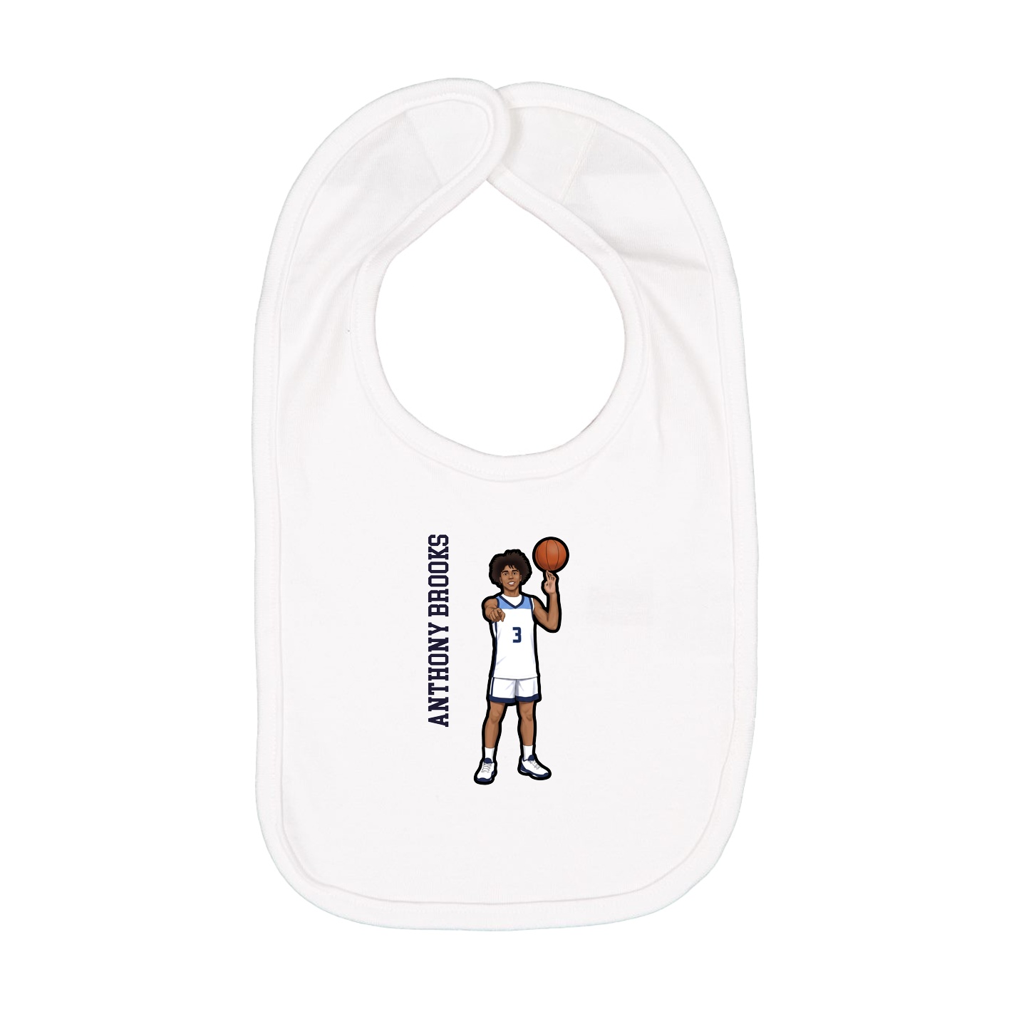 Infant Bib — Name Vertical in White