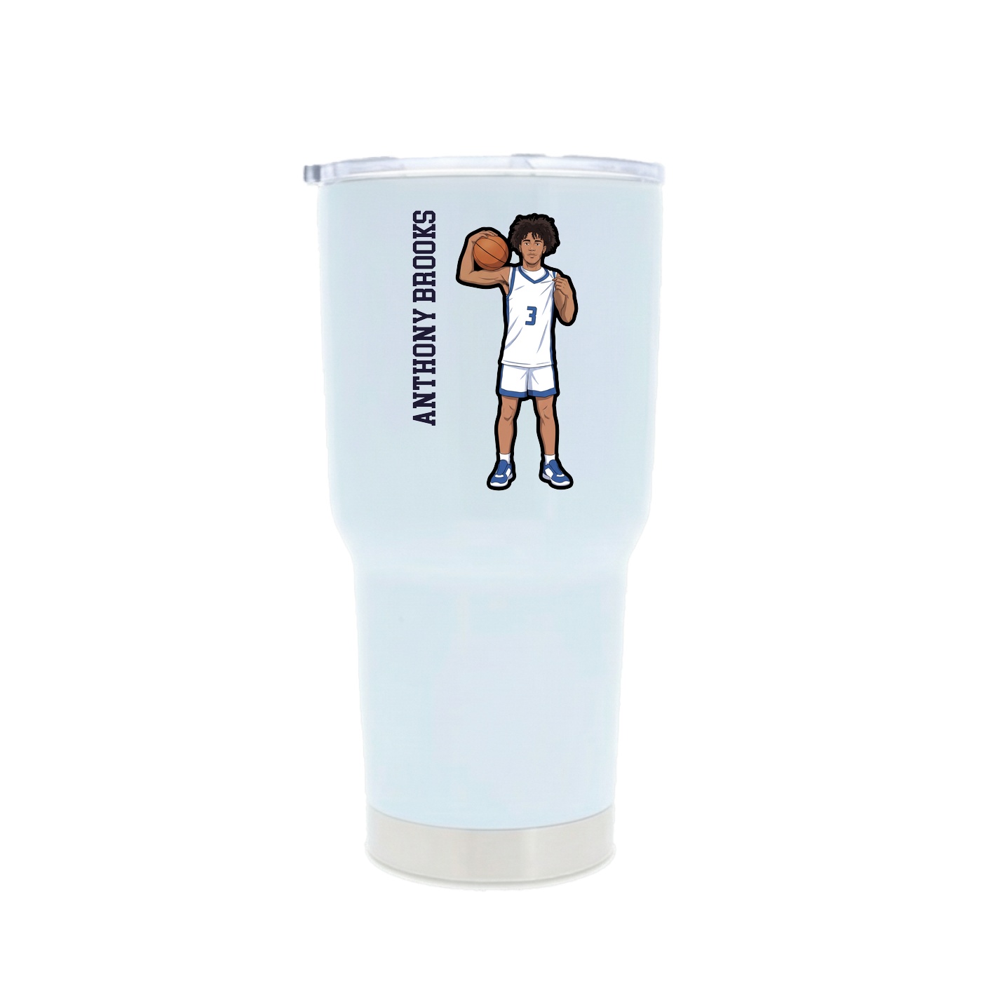 30oz Stainless Steel Tumbler — Name Vertical in White