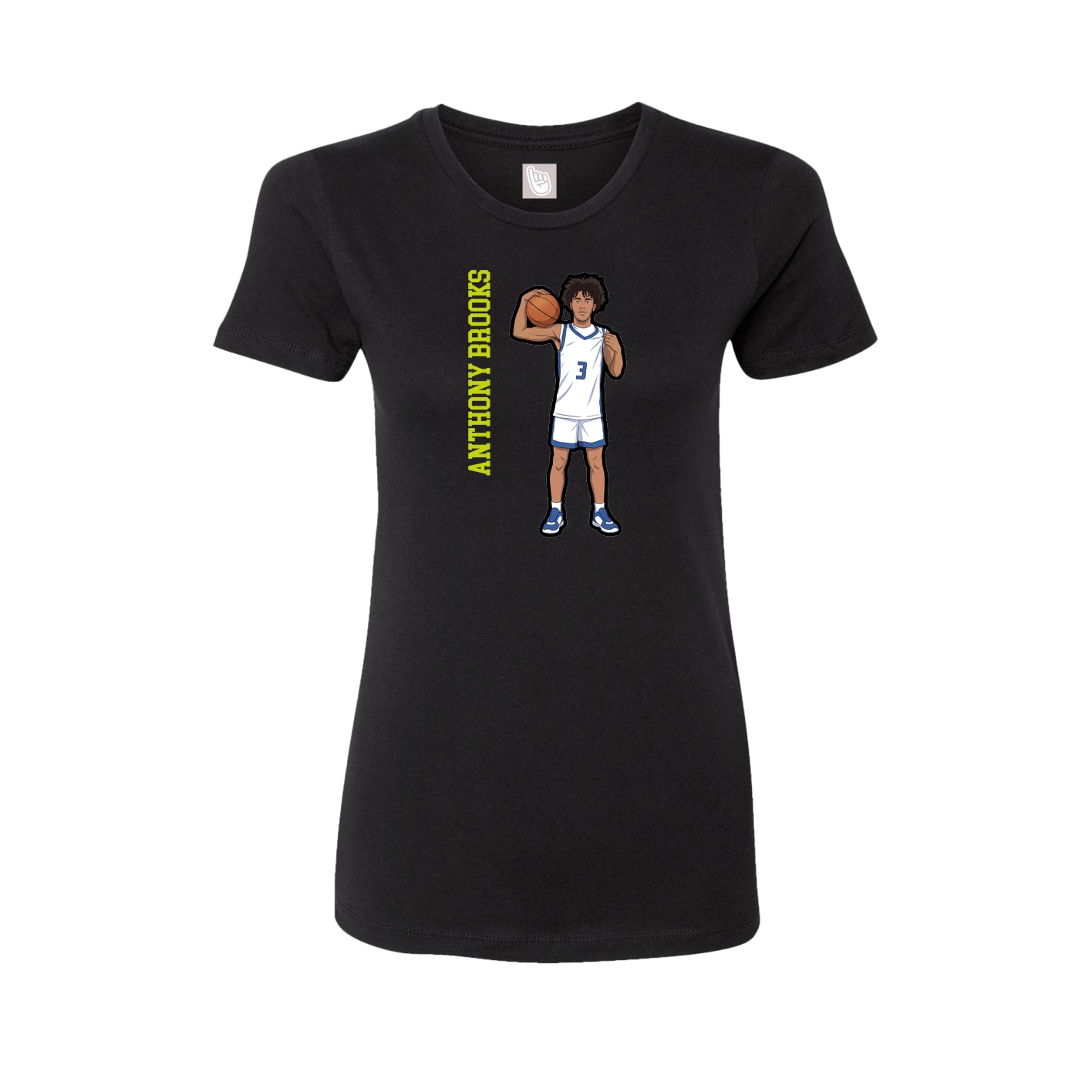 Womens Tee — Name Vertical in Black