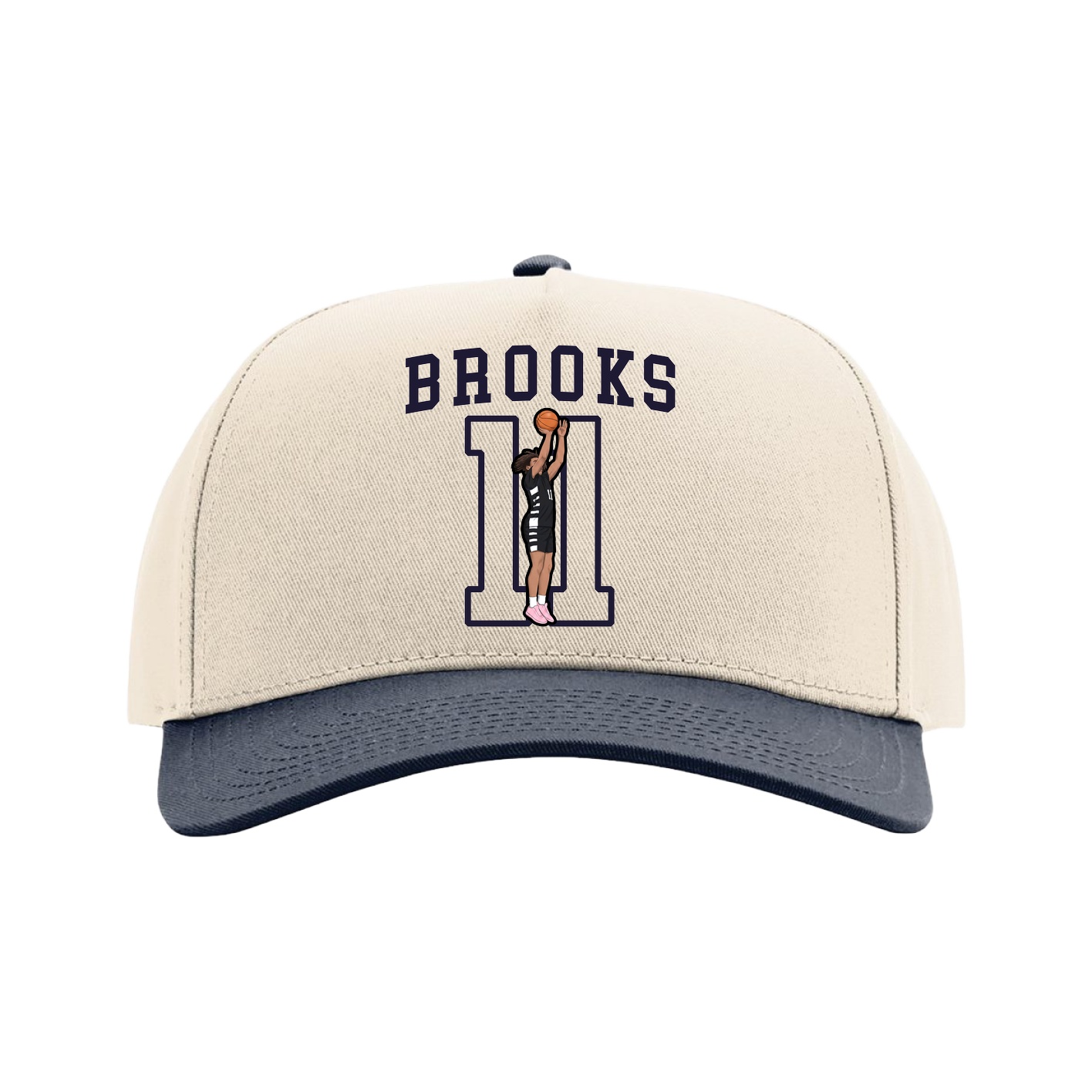 Full Fabric Five-Panel Champ Cap — Shirsey in Cream/Navy