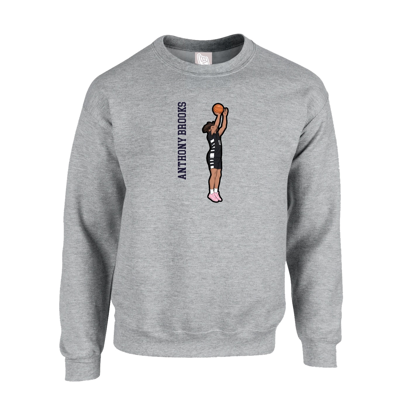 Fleece Crew — Name Vertical in Grey