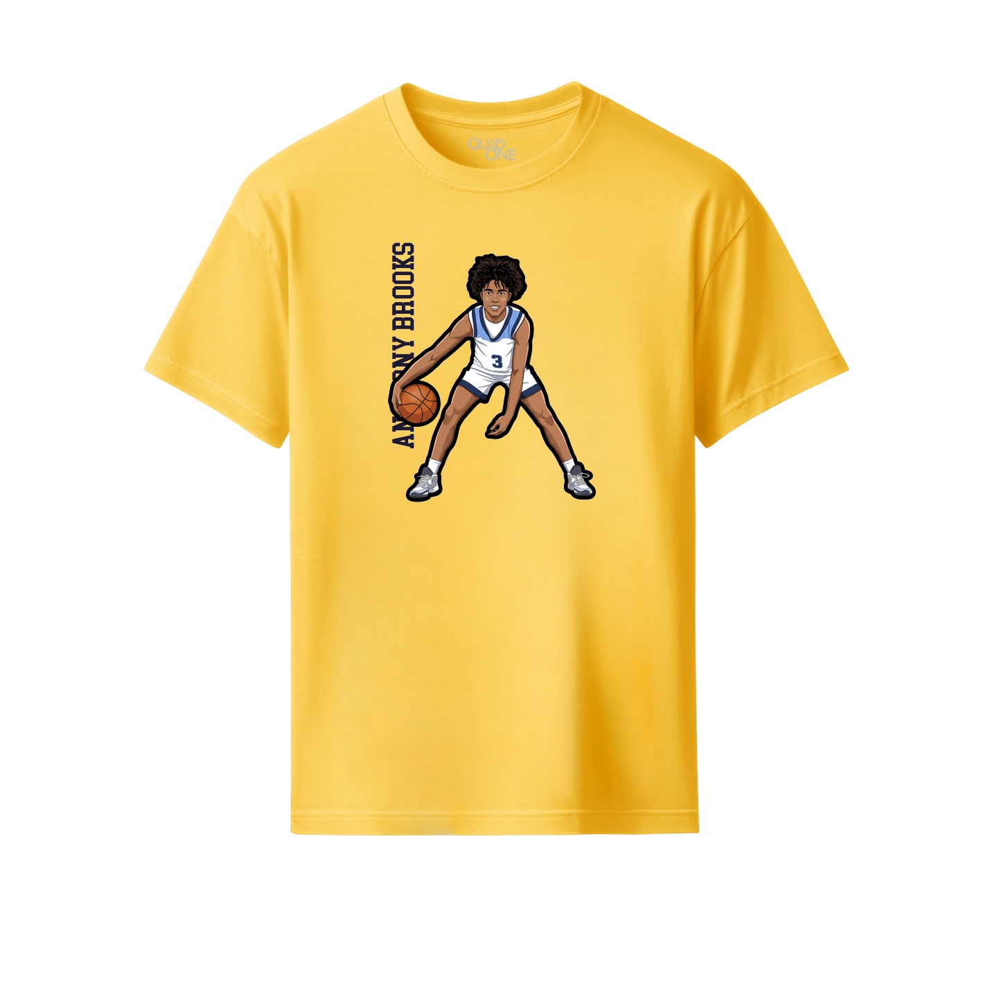Youth Tee — Name Vertical in Yellow