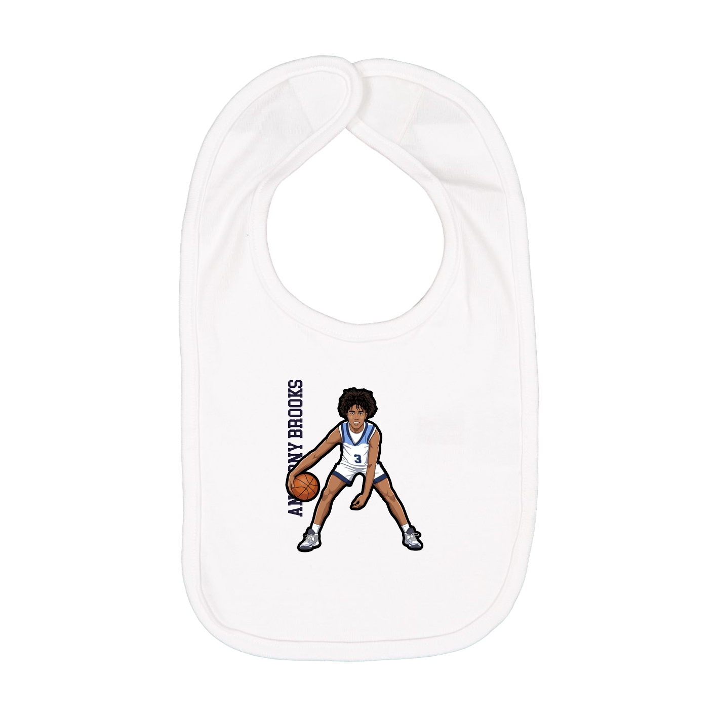 Infant Bib — Name Vertical in White