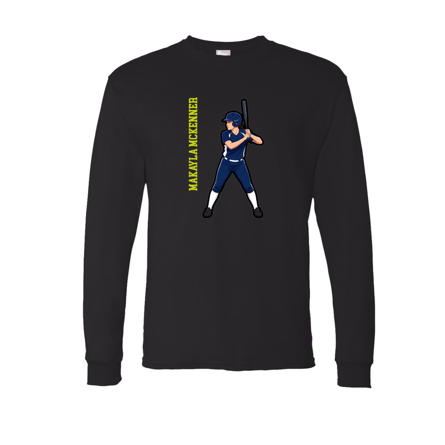 Long Sleeve Tee — Name Vertical in Black