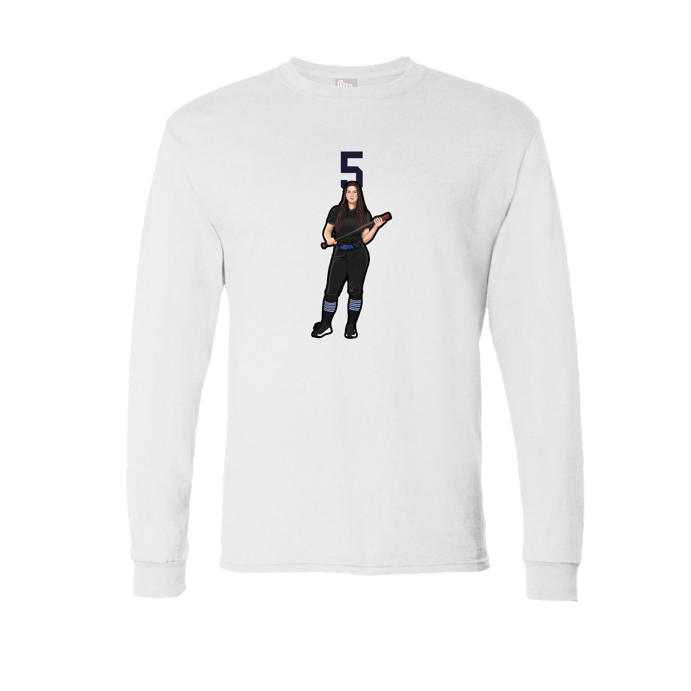 Long Sleeve Tee — Number Top in White