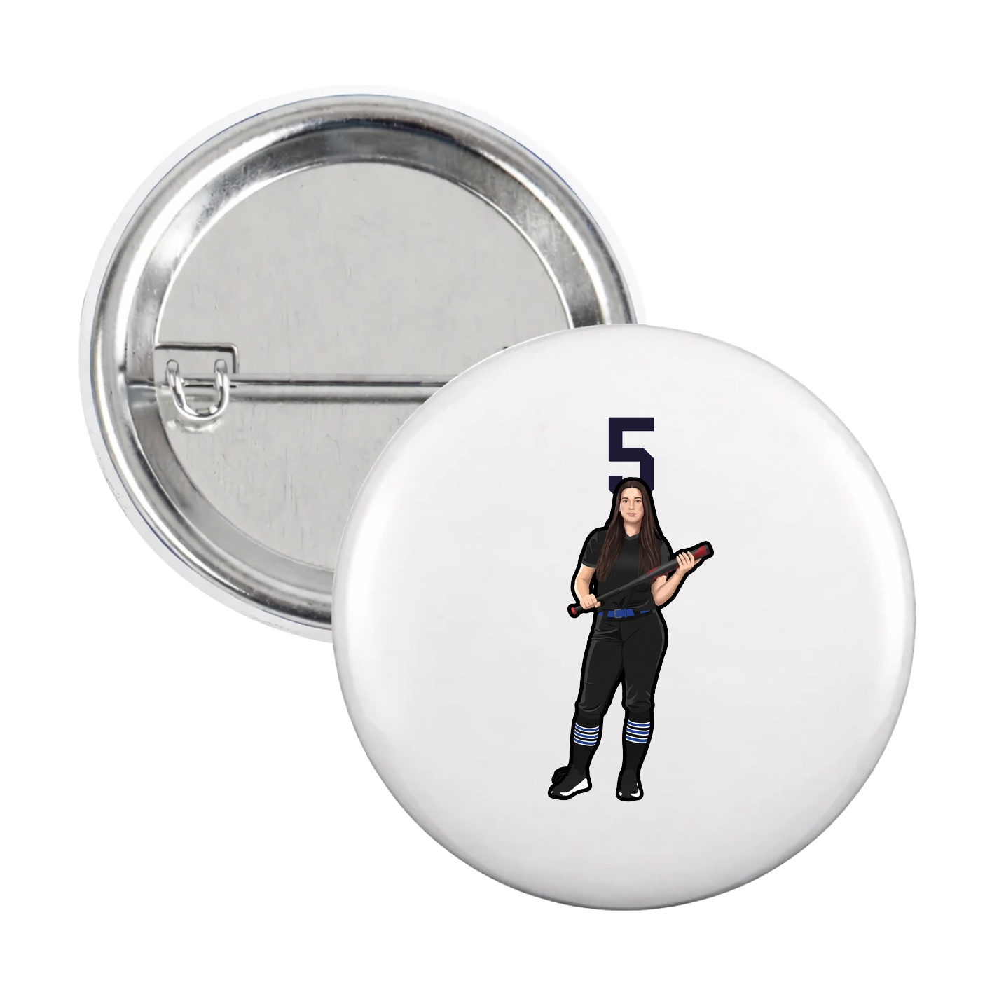 Game Day Button — Number Top in White
