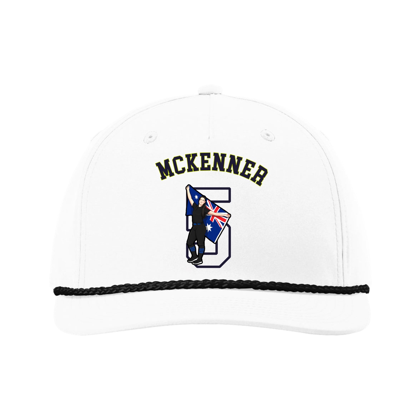 Five-Panel Classic Rope Cap — Shirsey Arch in White