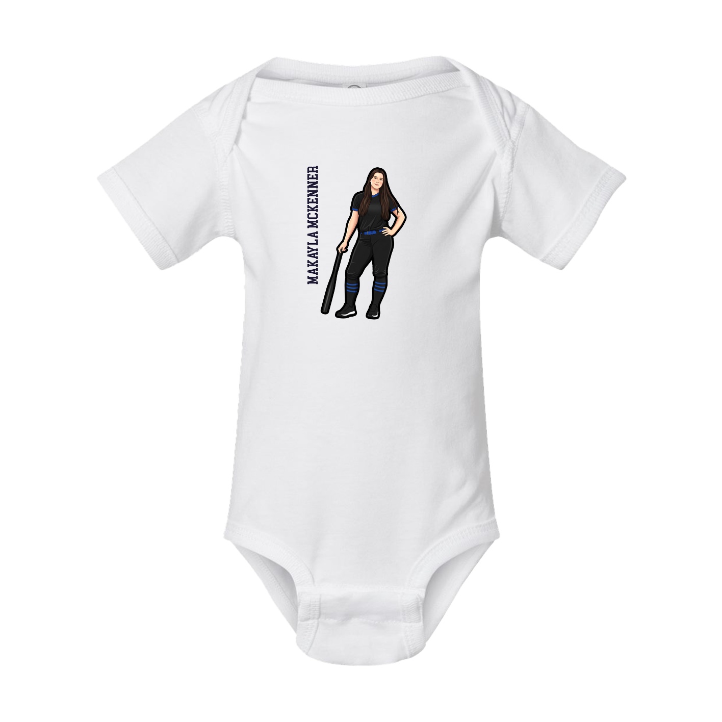 Baby Onesie — Name Vertical in White