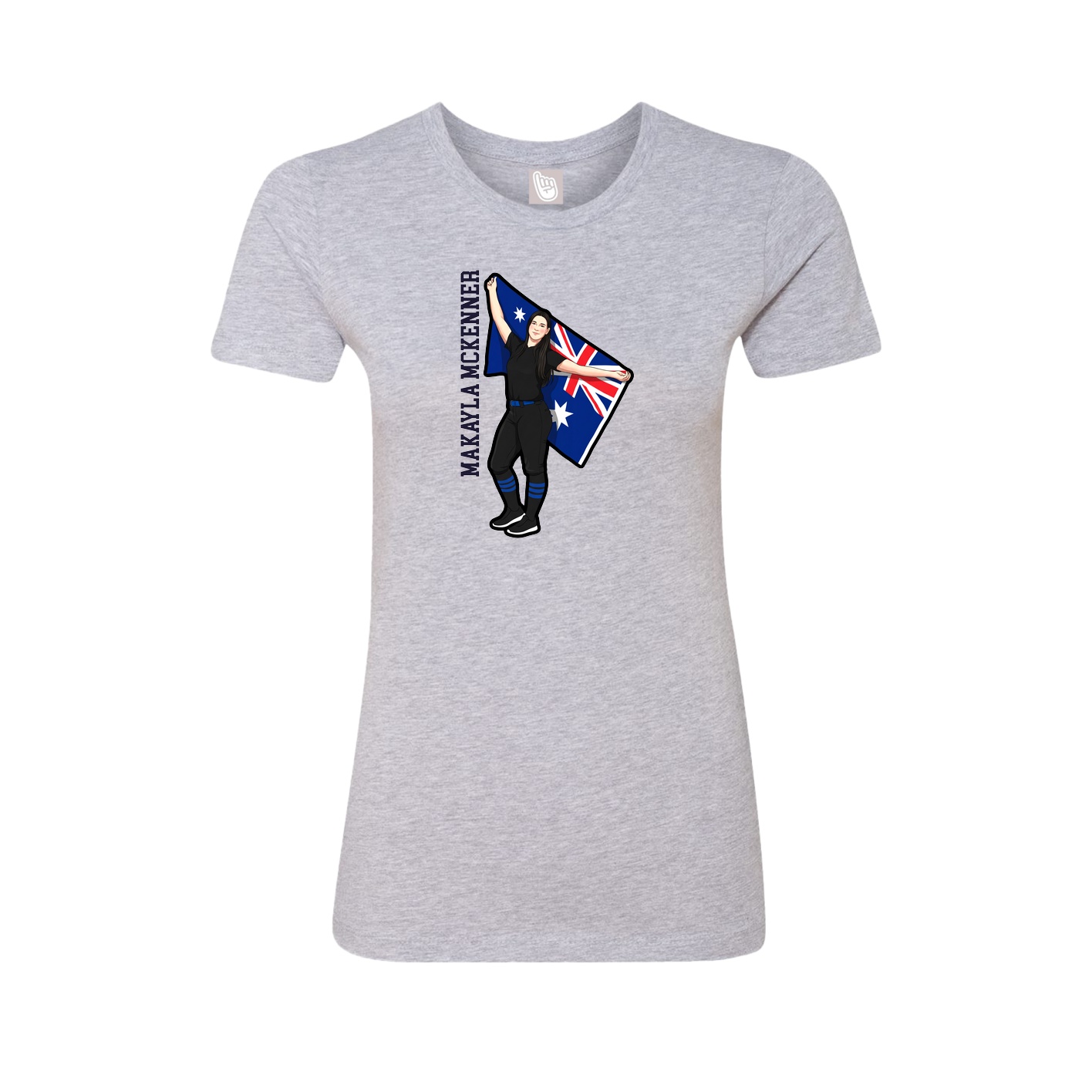 Fitted Women's Tee — Name Vertical in Grey