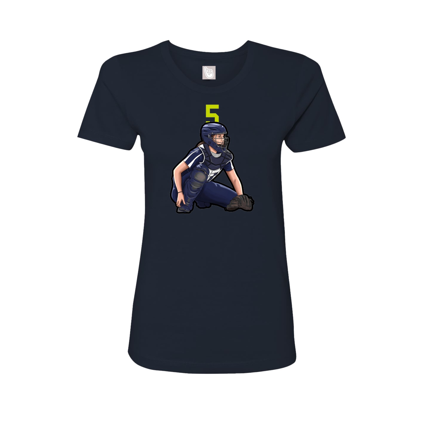 Fitted Women's Tee — Number Top in Navy