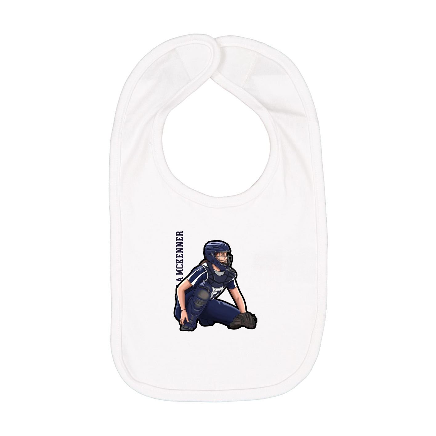 Infant Bib — Name Vertical in White