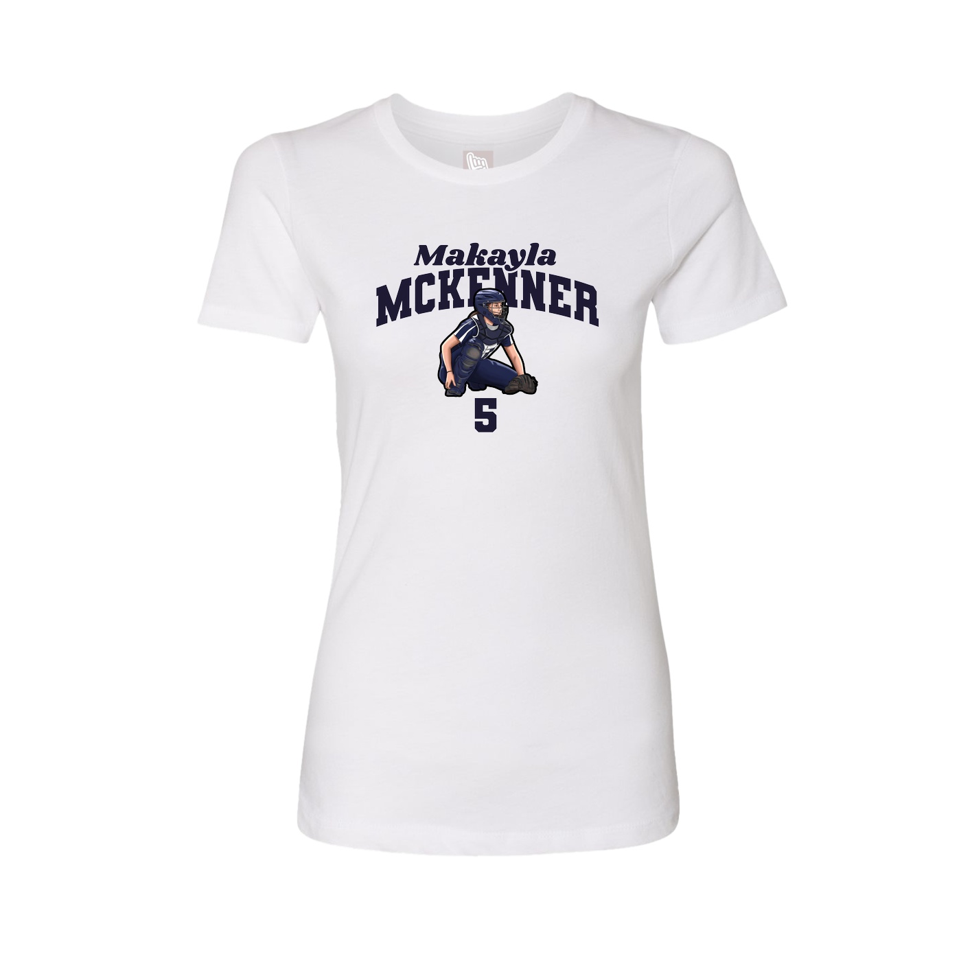 Fitted Women's Tee — Signature Arch in White