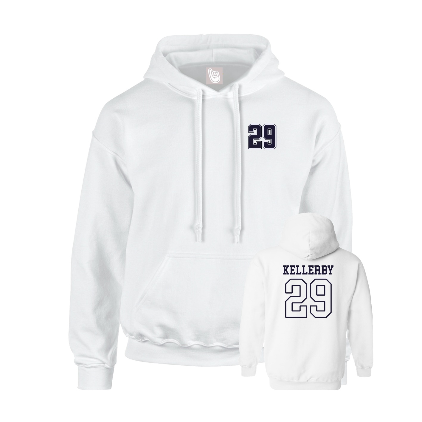 Youth Hoodie — Chest Back in White