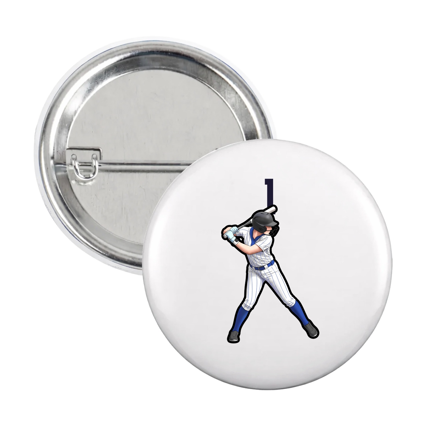 Game Day Button — Number Top in White