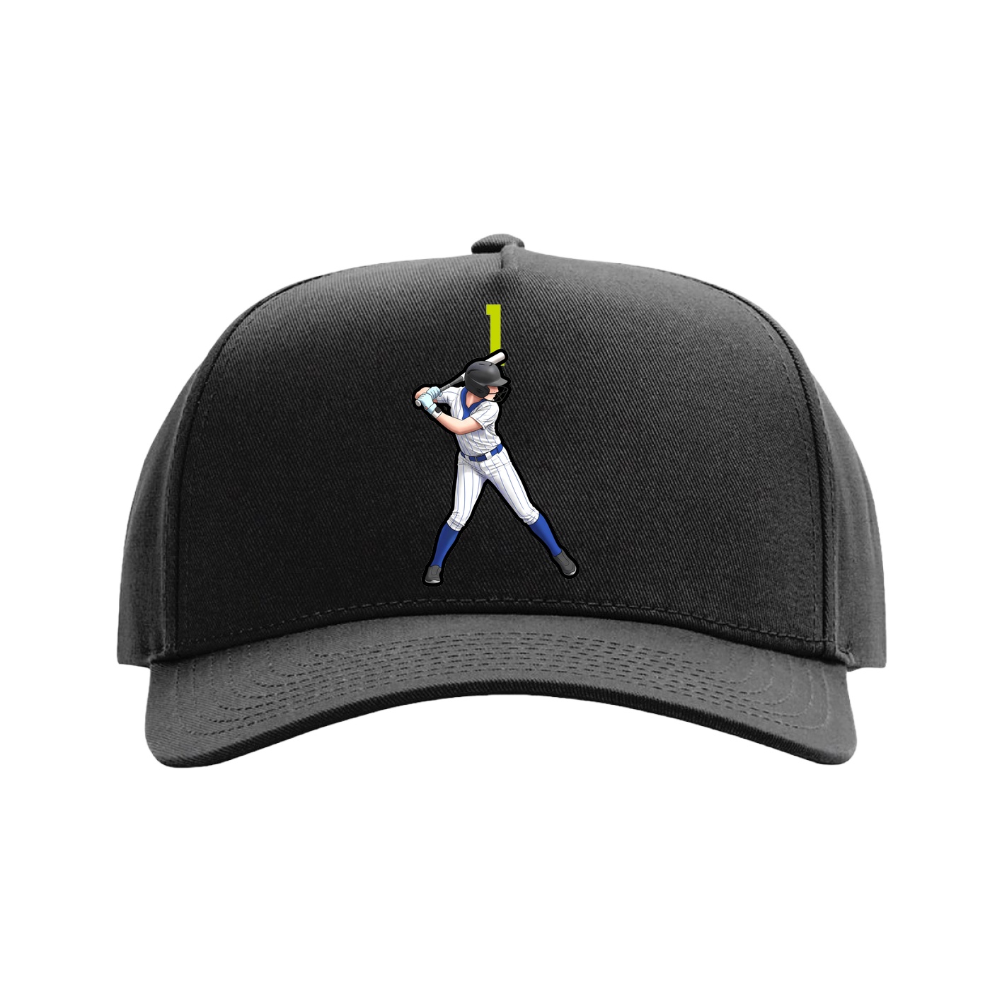 Full Fabric Five-Panel Champ Cap — Number Top in Black