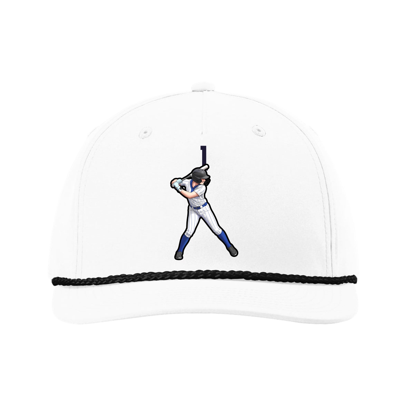 Five-Panel Classic Rope Cap — Number Top in White