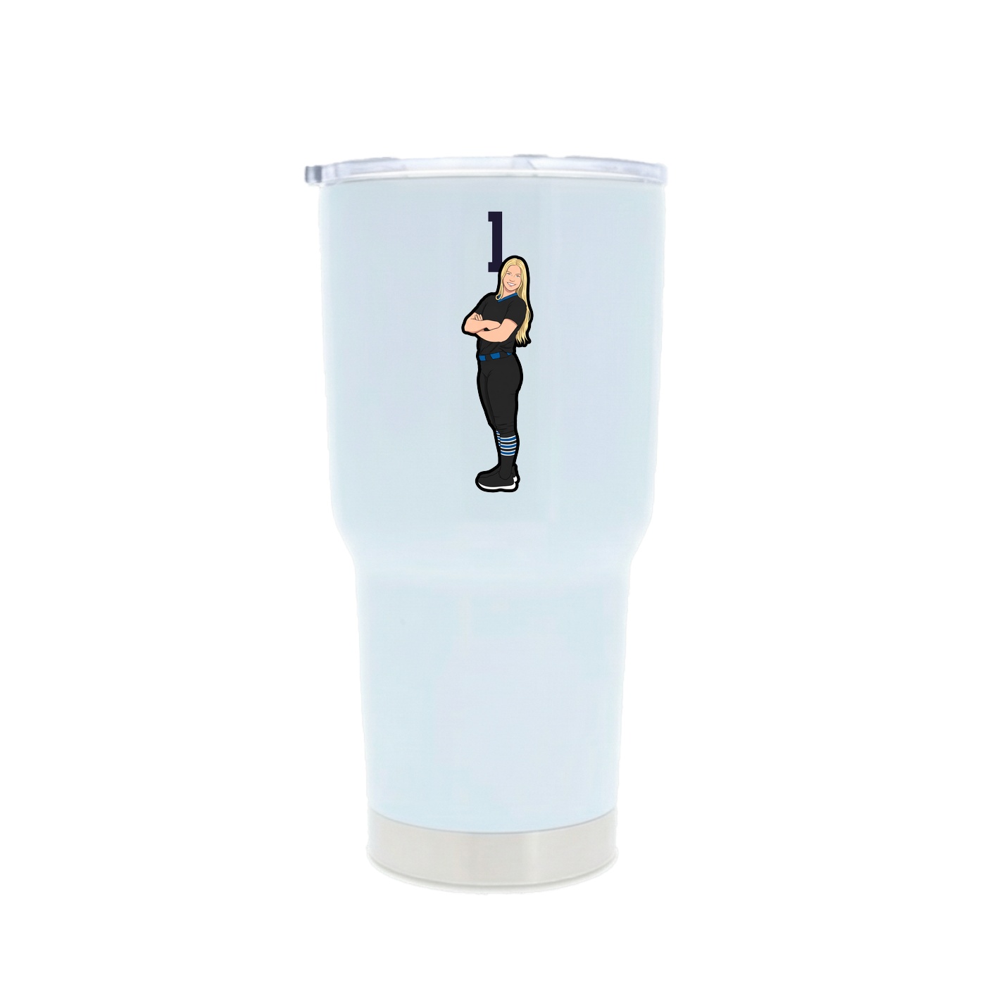 30oz Stainless Steel Tumbler — Number Top in White