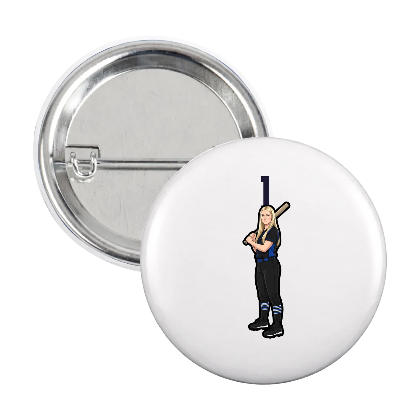Game Day Button — Number Top in White