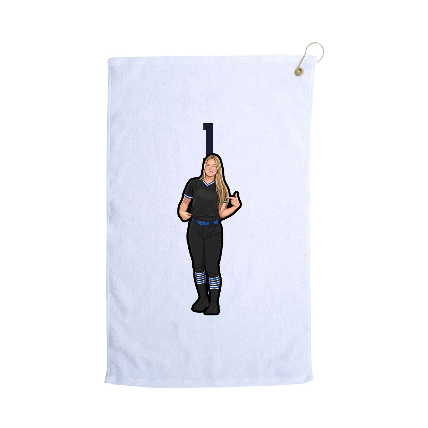 Golf Towel — Number Top in White