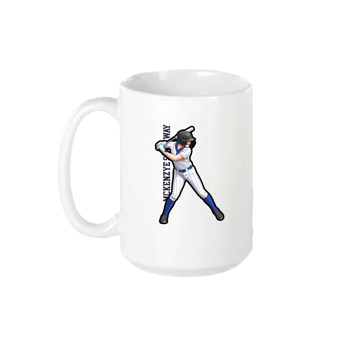 15oz Coffee Mug — Name Vertical in White