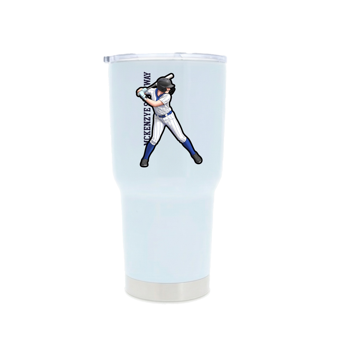 30oz Stainless Steel Tumbler — Name Vertical in White