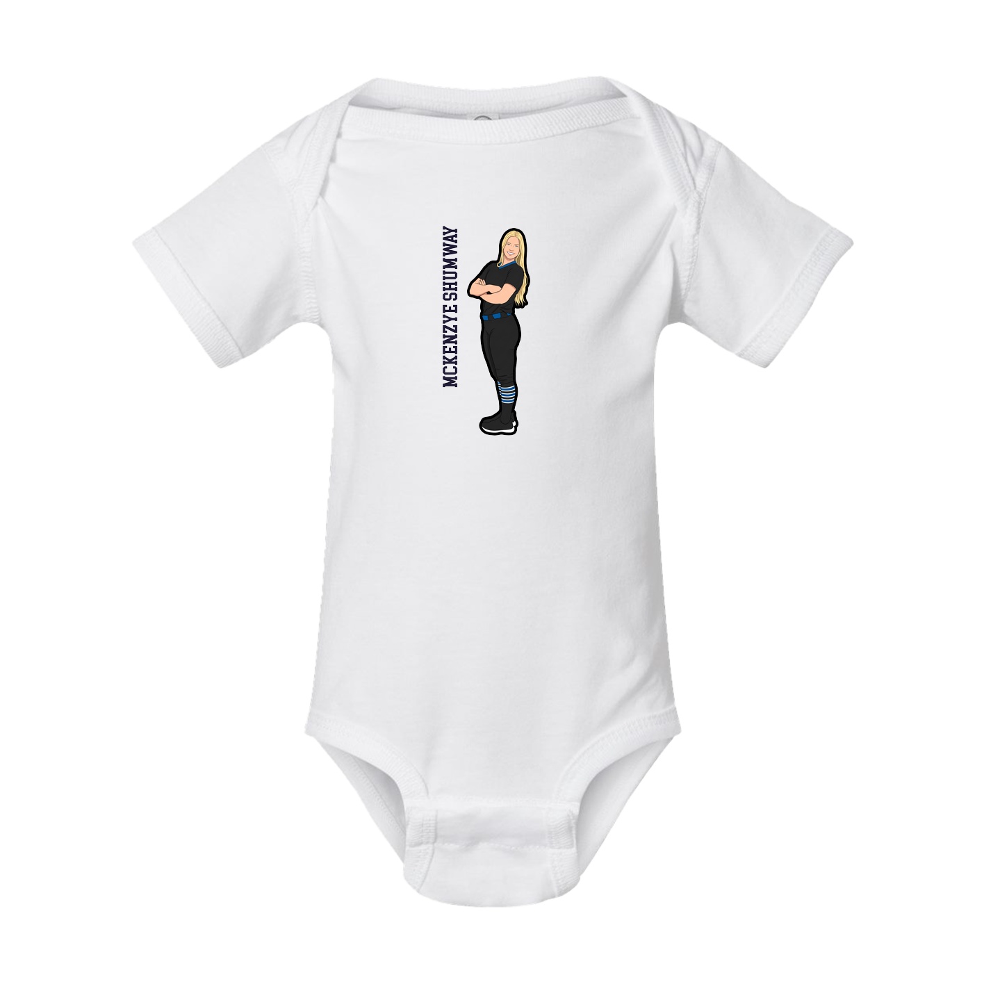 Baby Onesie — Name Vertical in White