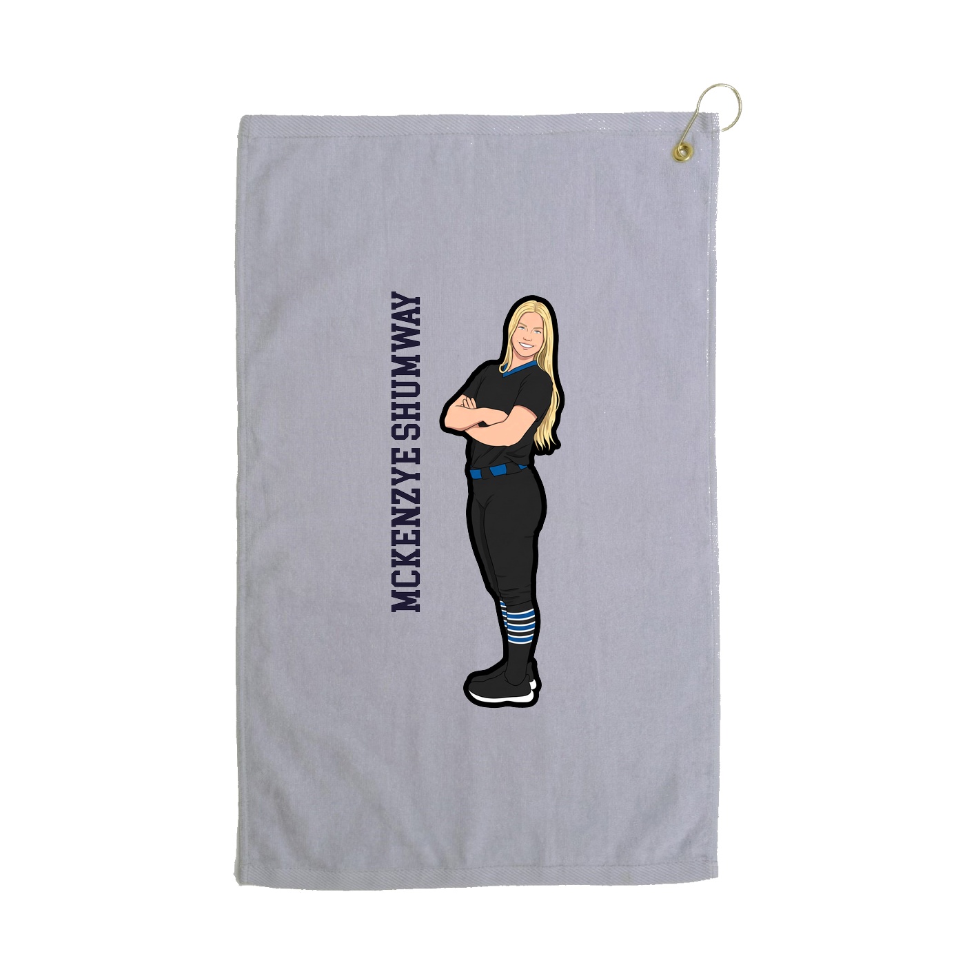 Golf Towel — Name Vertical in Grey