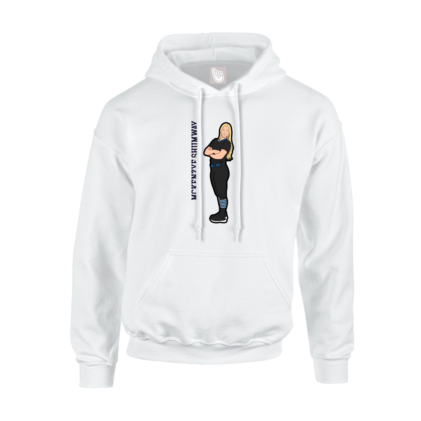 Youth Hoodie — Name Vertical in White