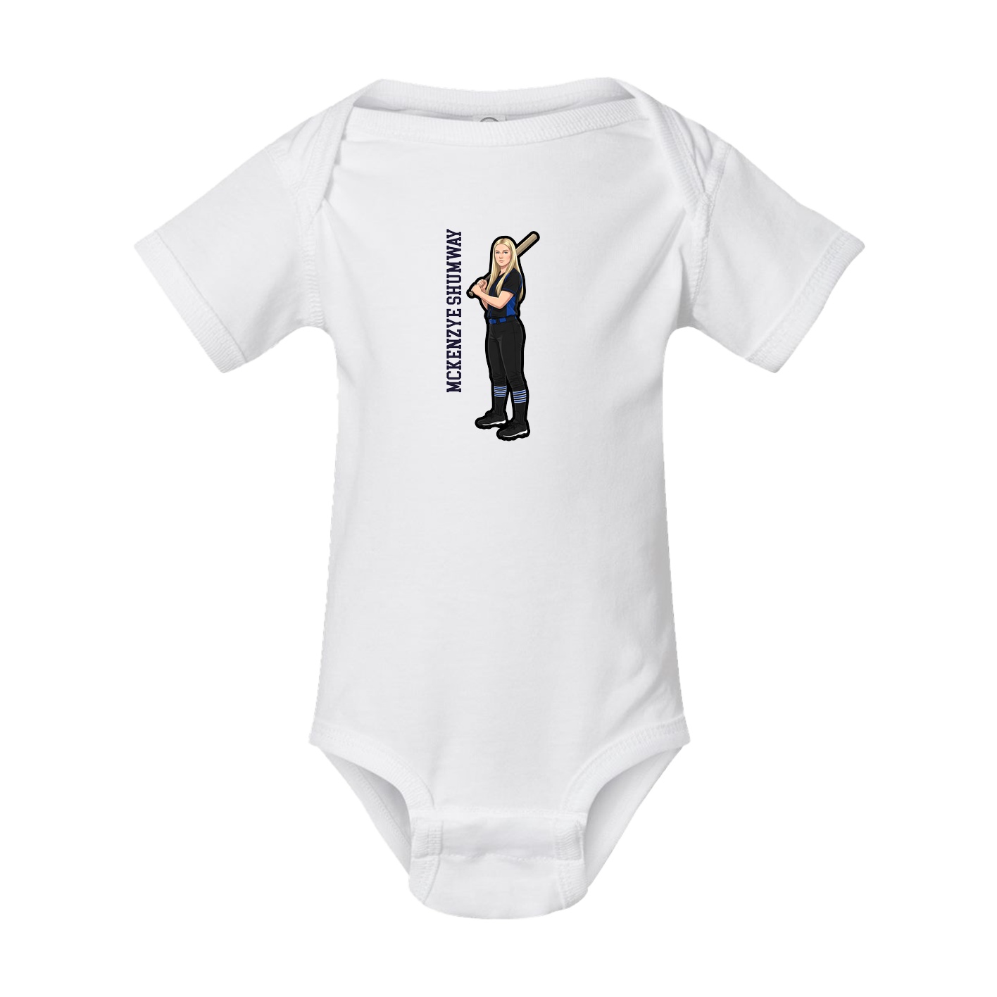 Baby Onesie — Name Vertical in White