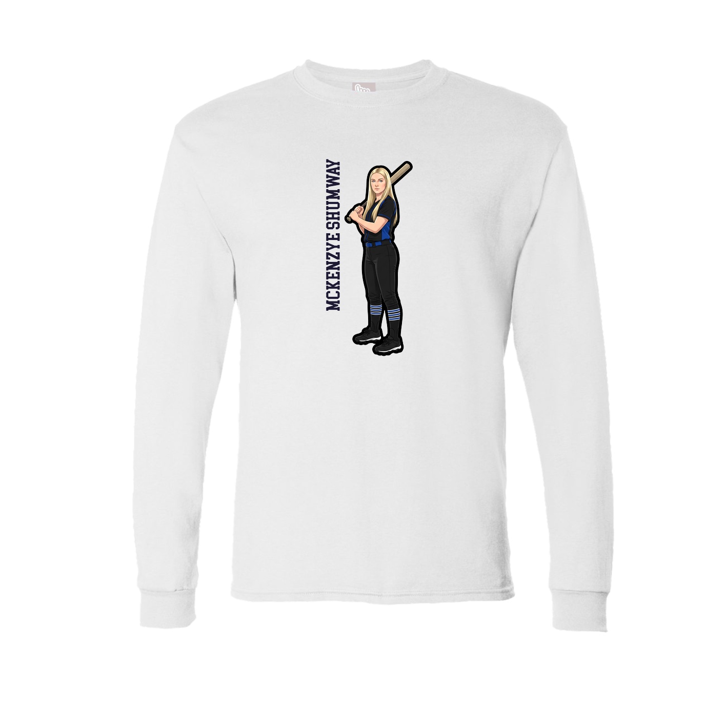 Long Sleeve Tee — Name Vertical in White