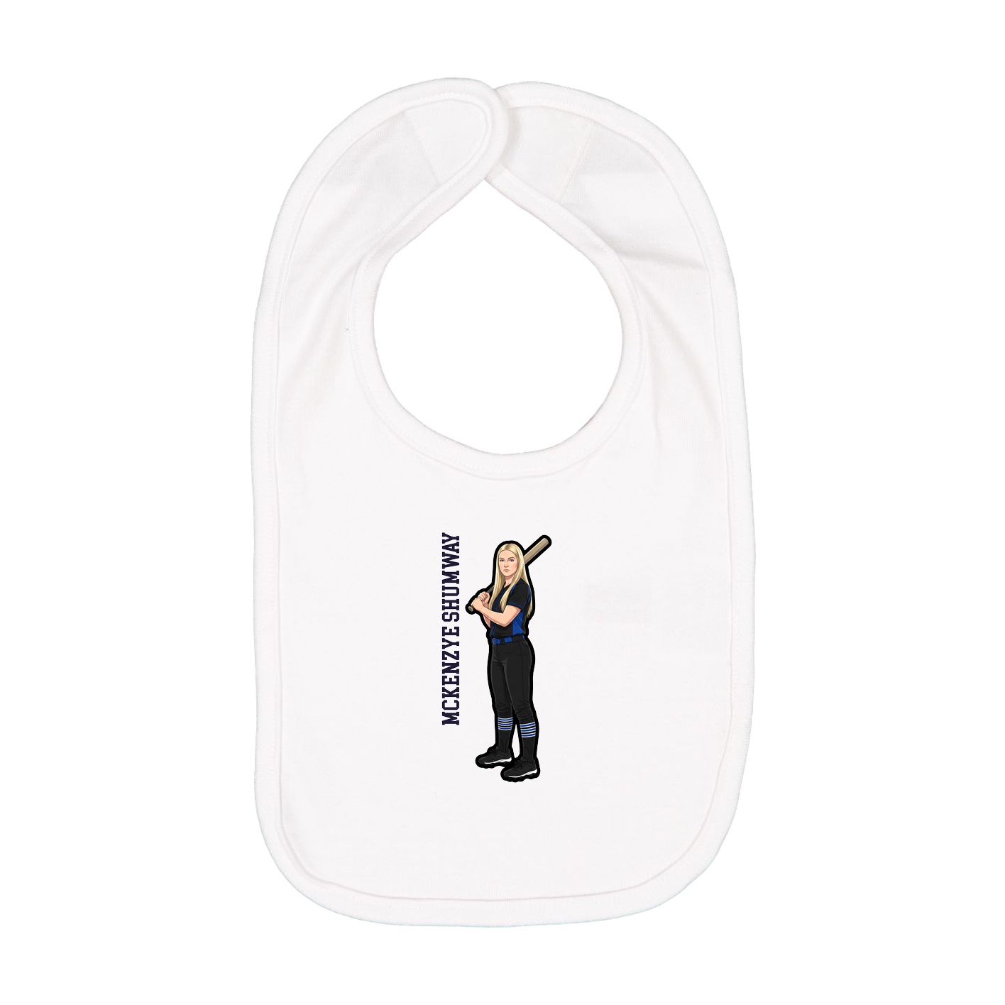 Infant Bib — Name Vertical in White