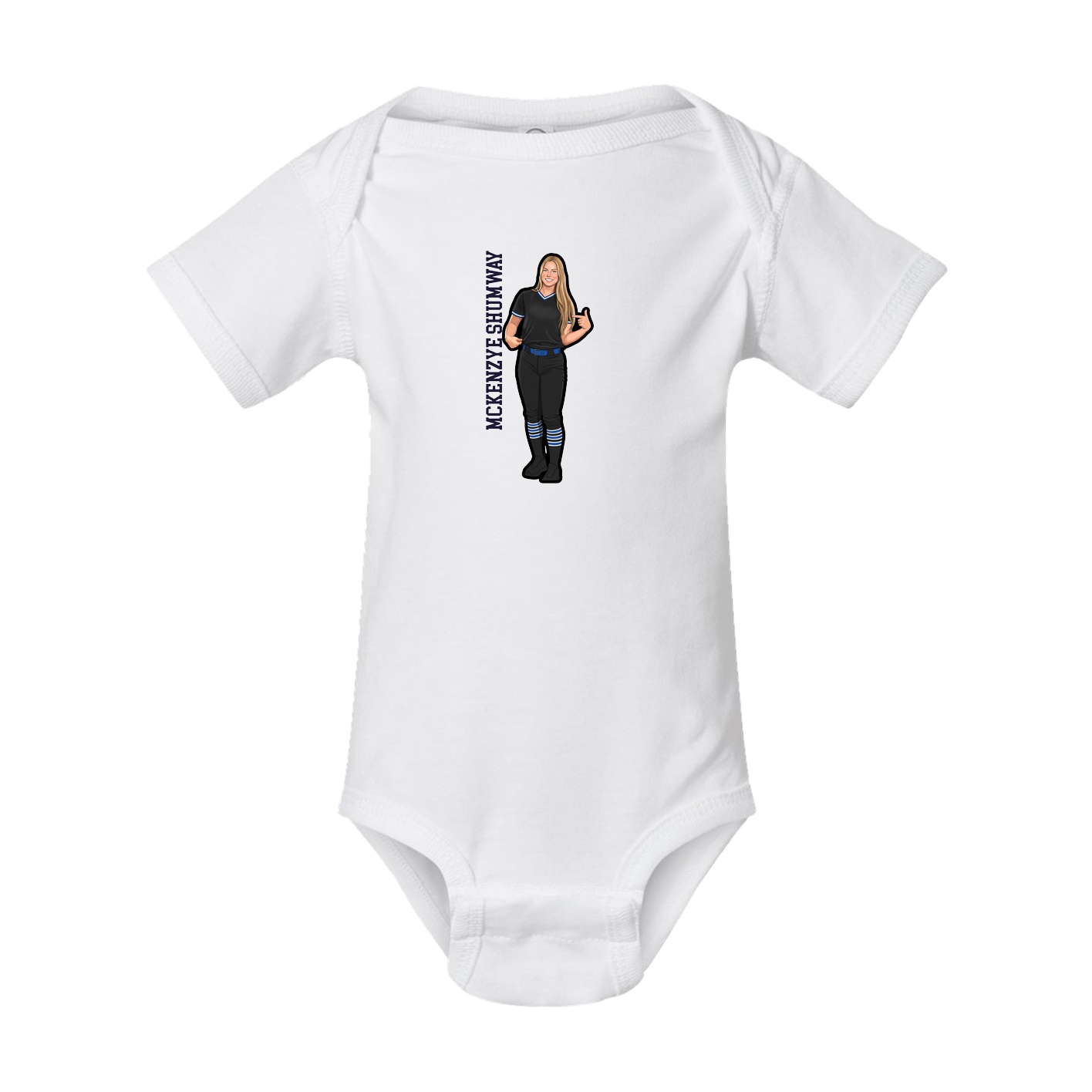 Baby Onesie — Name Vertical in White