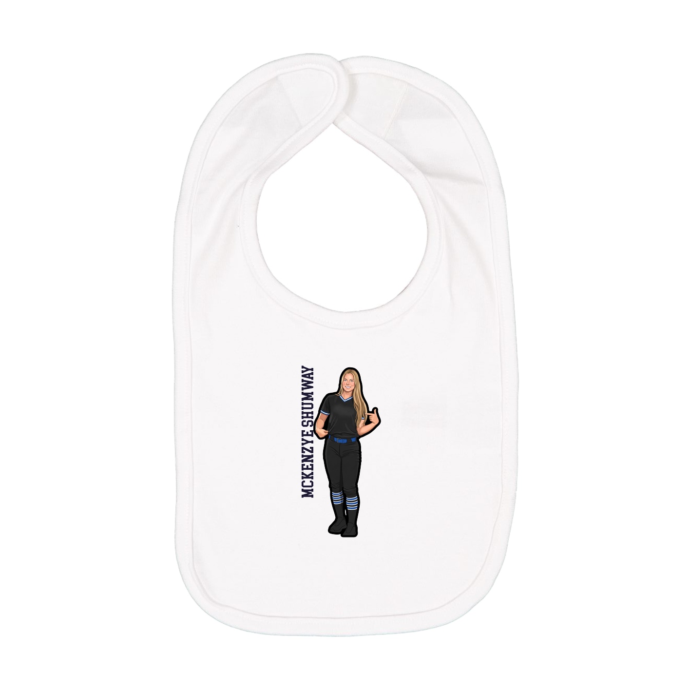 Infant Bib — Name Vertical in White