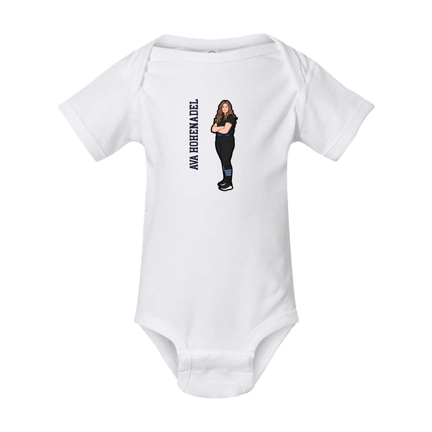 Baby Onesie — Name Vertical in White