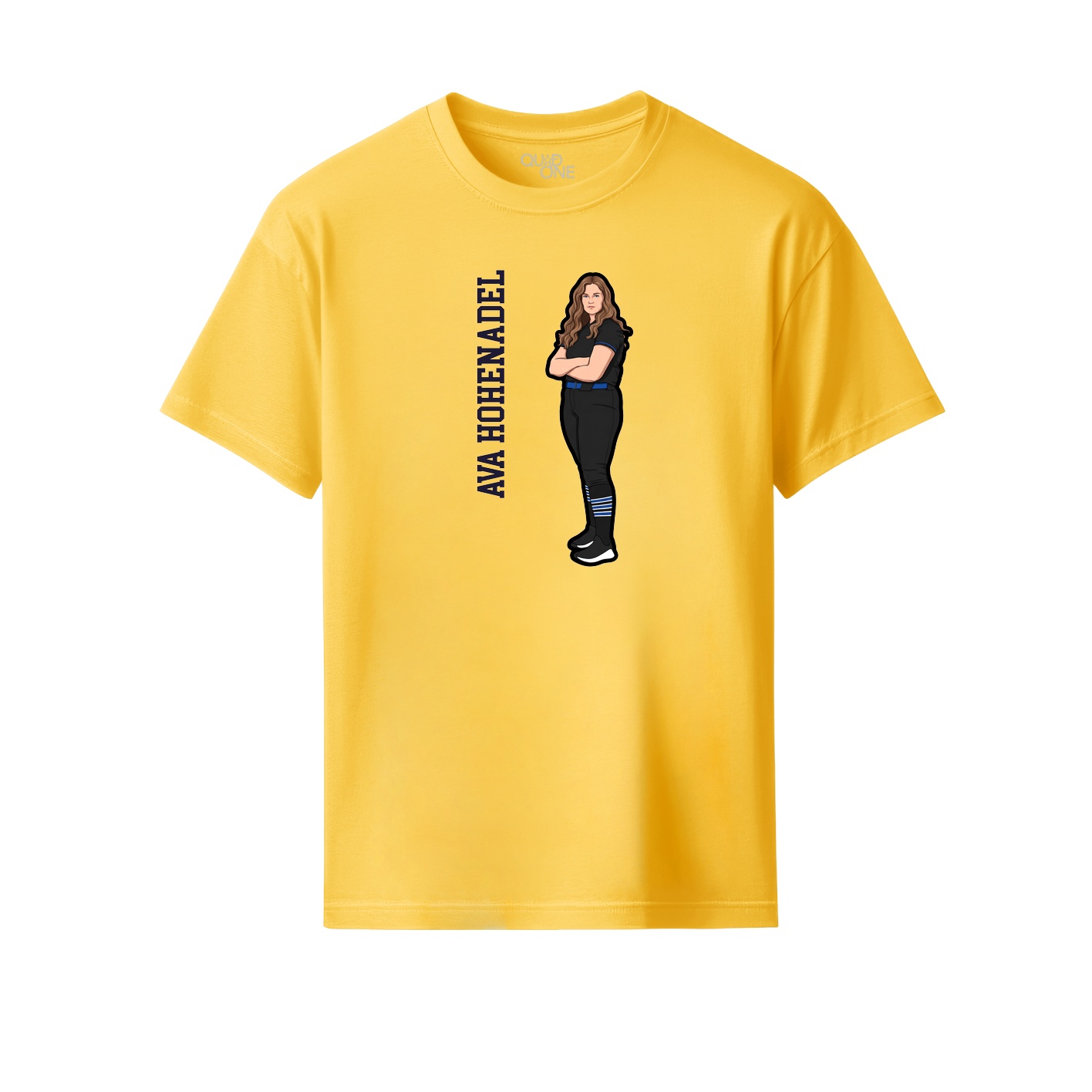Youth Tee — Name Vertical in Yellow