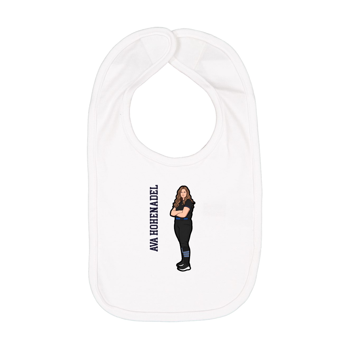 Infant Bib — Name Vertical in White