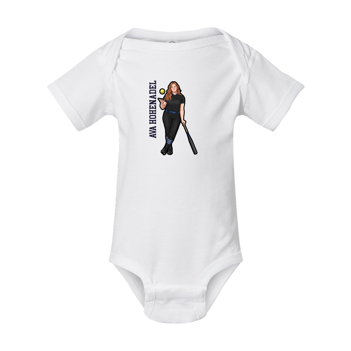 Baby Onesie — Name Vertical in White